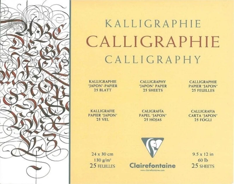 Clairefontaine Kalligrafieblock, 25 Blatt 24x30 cm, kopfgeleimt, 130g