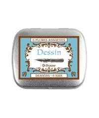 Brause Metallbox mit 6 Zeichenfedern