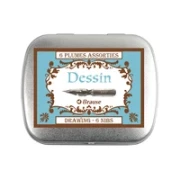 Brause Metallbox mit 6 Zeichenfedern