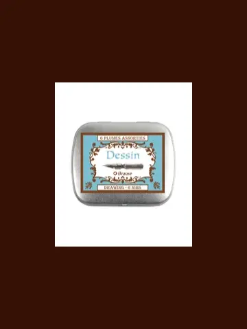 Brause Metallbox mit 6 Zeichenfedern