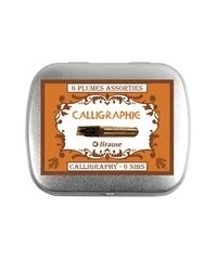 Brause Metallbox mit 6 Kalligraphiefedern