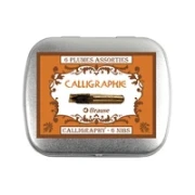 Brause Metallbox mit 6 Kalligraphiefedern