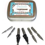 Brause Metallbox mit 6 Zeichenfedern