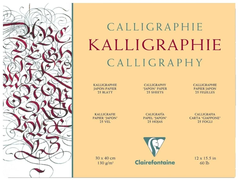 Clairefontaine Kalligrafieblock, 25 Blatt 30x40 cm, kopfgeleimt, 130g