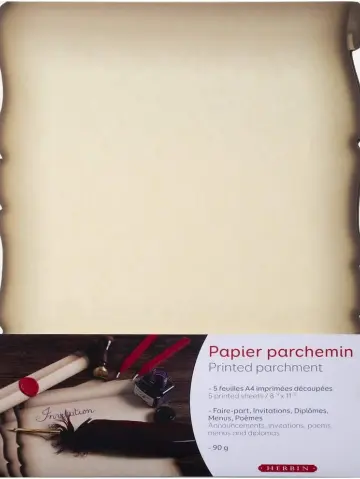 J.Herbin Kalligrafiepapier, Mittelalterpapier,Pergamentpapiereffekt, A4 elfenbein - Elfenbein