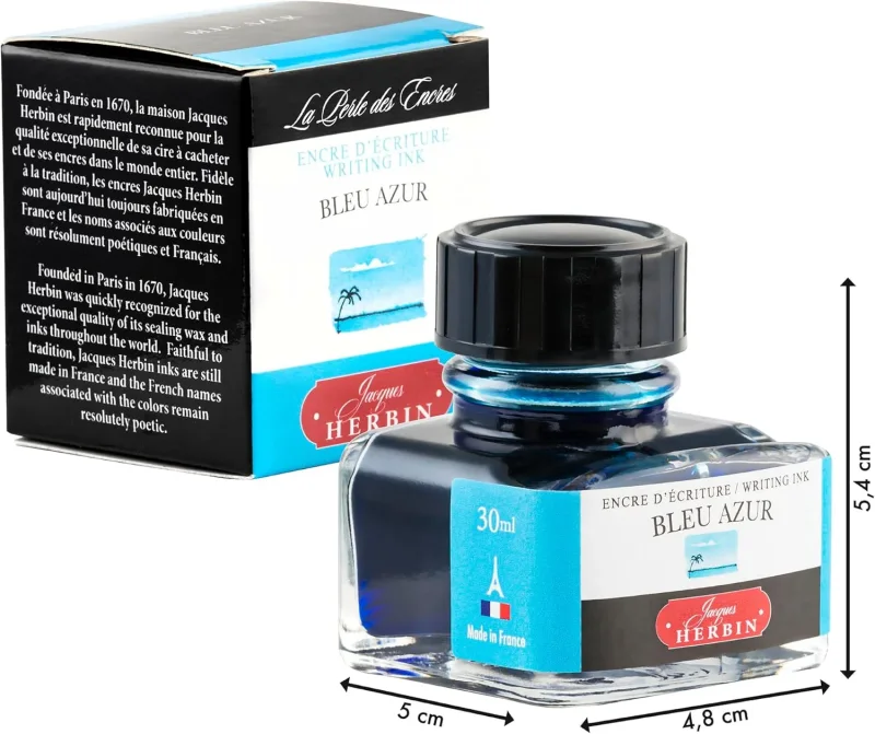 J.Herbin Schreibtinte, La Perle des Encres, Flakon 30ml - Azurblau