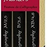 J.Herbin Packung mit 3 Filzstiften/Markern für die Kalligrafie - Schwarz