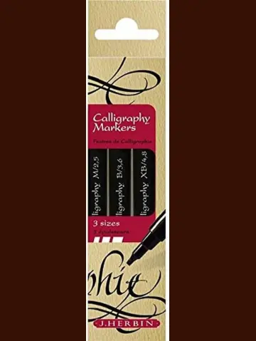 J.Herbin Packung mit 3 Filzstiften/Markern für die Kalligrafie - Schwarz